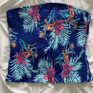 Palm pattern stretchy tube top 🌺🌿
